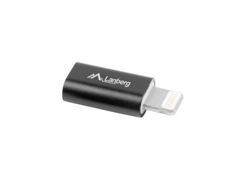 Adapter LANBERG AD-LM-UM-02 MICRO USB 2.0 TYPE-A(F)->TYPE-LIGHTNING(M) (Black)