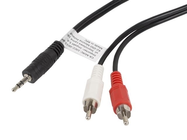  LANBERG CA-MJRC-10CC-0015-BK MINIJACK 3.5MM(M) 3 PIN->2X RCA (CHINCH)(M) 1.5M