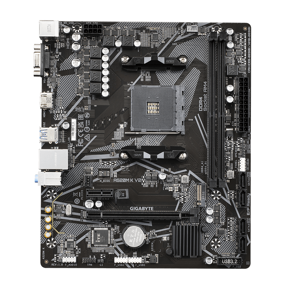 Gigabyte A520M-K V2 (S-AM4, A520, VGA, DVI, HDMI, 3xPCI-E, 2DDR4, SATAIII RAID, M.2, PCI, SATA3, GbLAN)