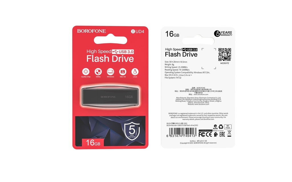 FLASH BOROFONE BUD4 USB3 16GB