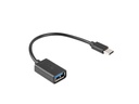 Adapter LANBERG AD-OTG-UM-01 MICRO USB 2.0 TYPE-C(M)->TYPE-A(F) (15cm, Black)