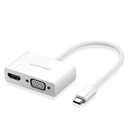 Adapter Ugreen 30843 (USB Type-C (M) -> HDMI(F), VGA(F), White)
